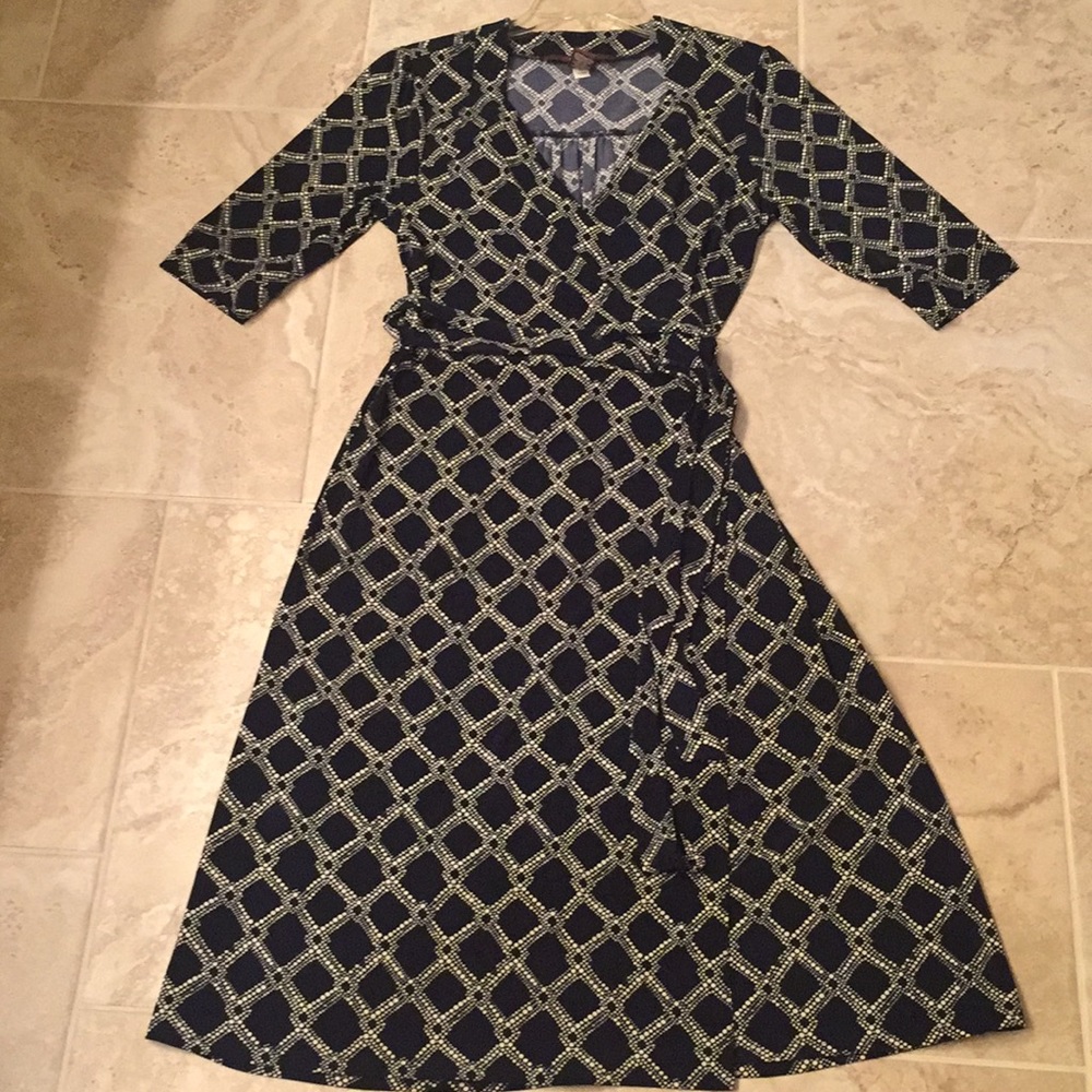Navy & white Merona wrap dress